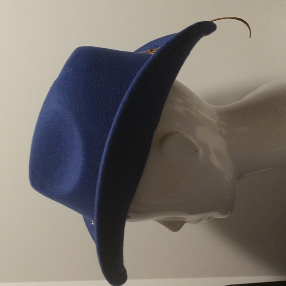 Cobalt Blue Western Cowboy Outback Country Hat Steer Head Accent Banding Boho - Picture 6 of 12